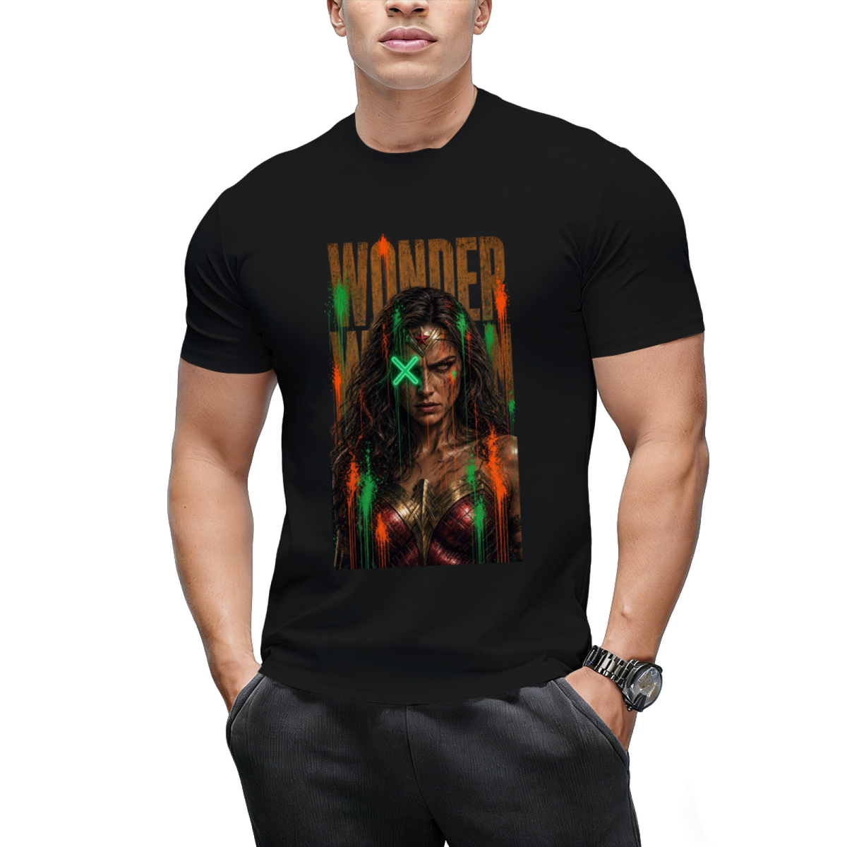 Green X Rebel Art Men's T-Shirt for Festival Wear