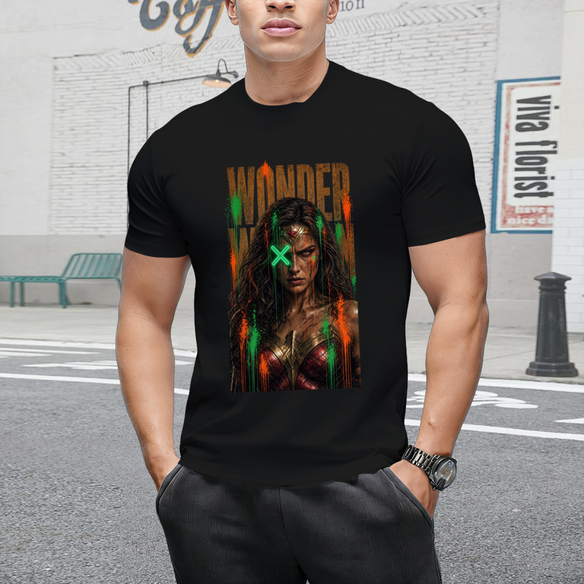 Green X Rebel Art Men's T-Shirt for Festival Wear