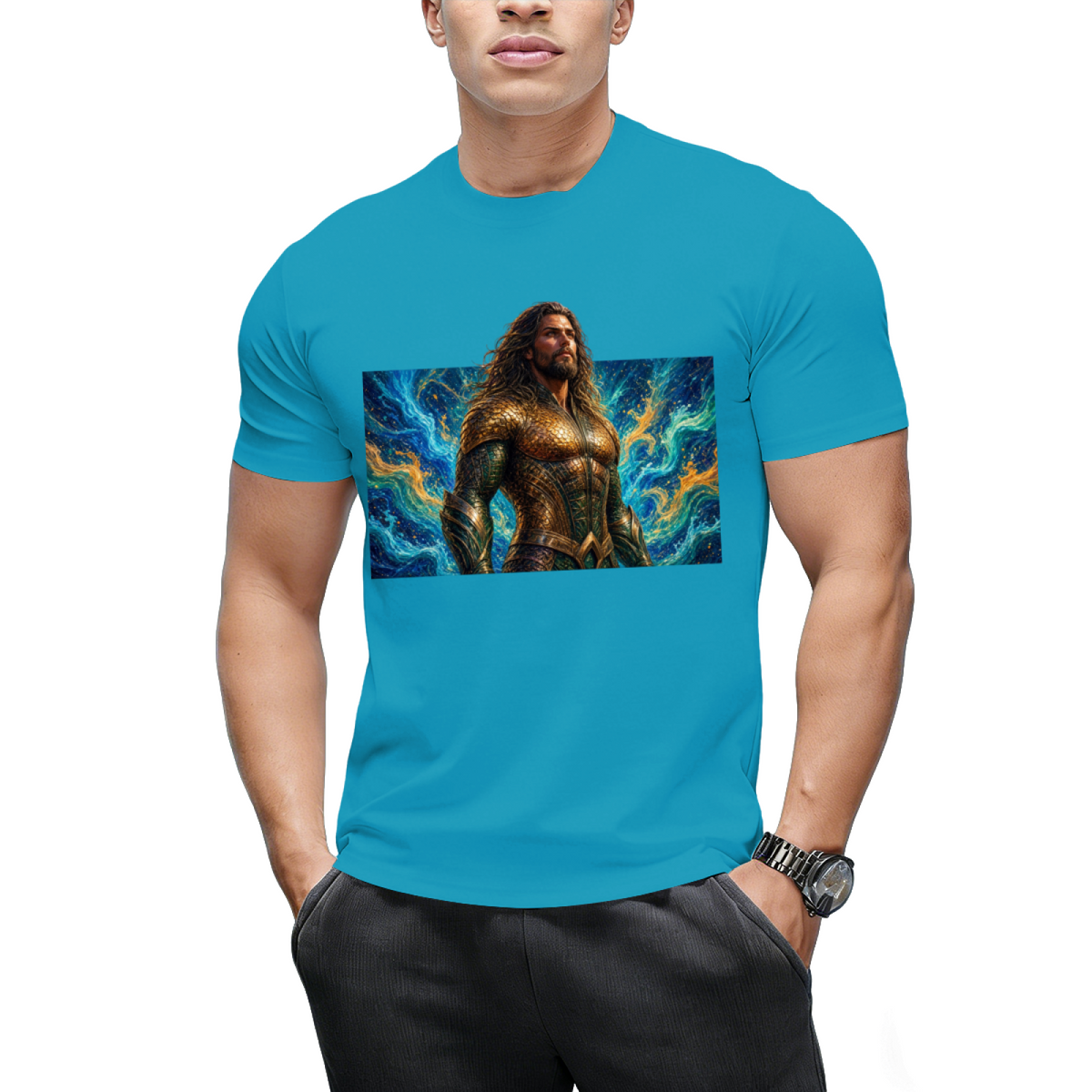 Crimson Gaze Ink Art Men's T-Shirt for Concert Nights