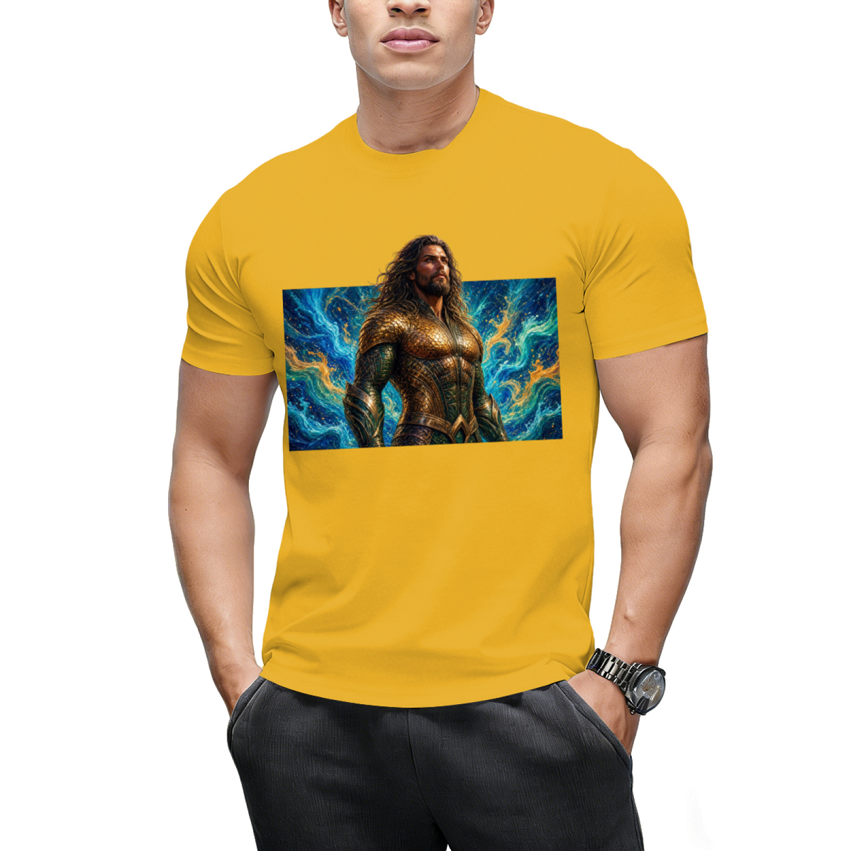 Crimson Gaze Ink Art Men's T-Shirt for Concert Nights