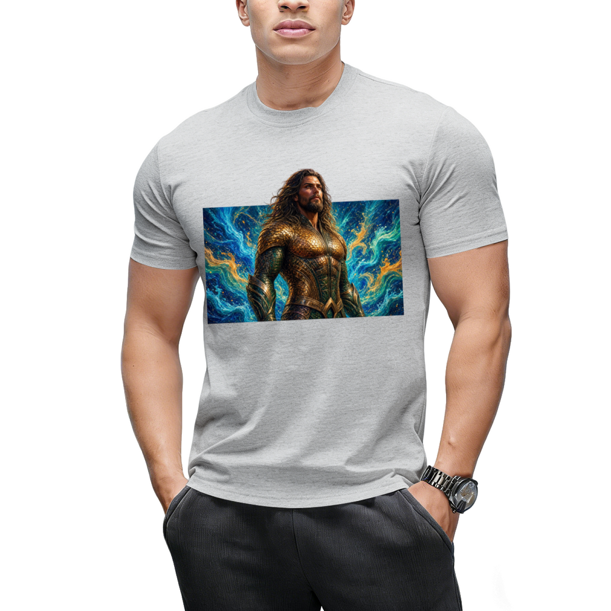 Crimson Gaze Ink Art Men's T-Shirt for Concert Nights