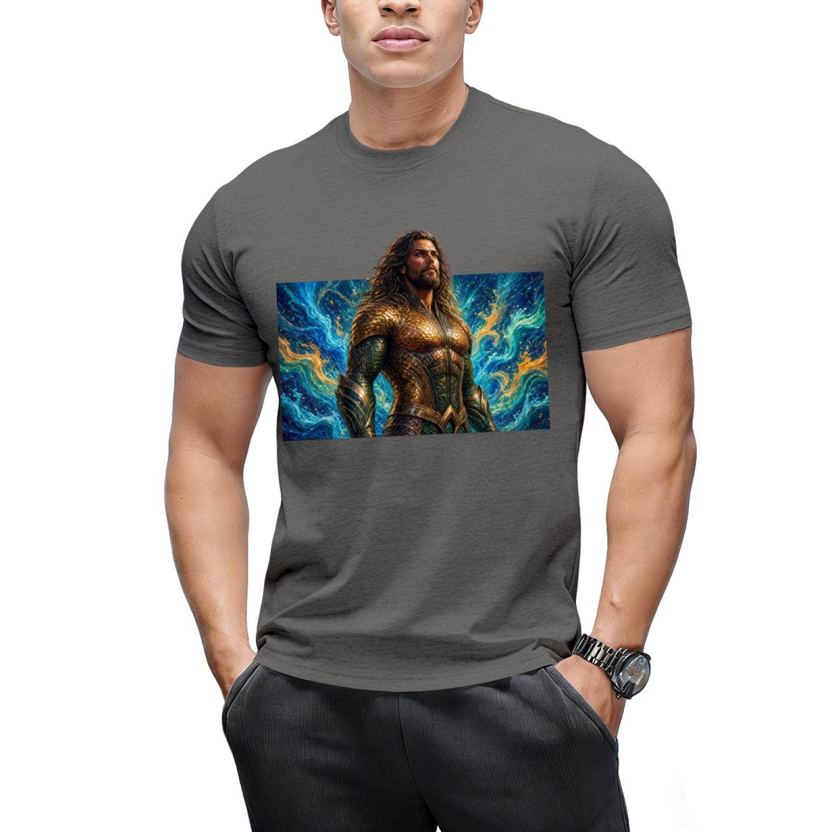 Crimson Gaze Ink Art Men's T-Shirt for Concert Nights