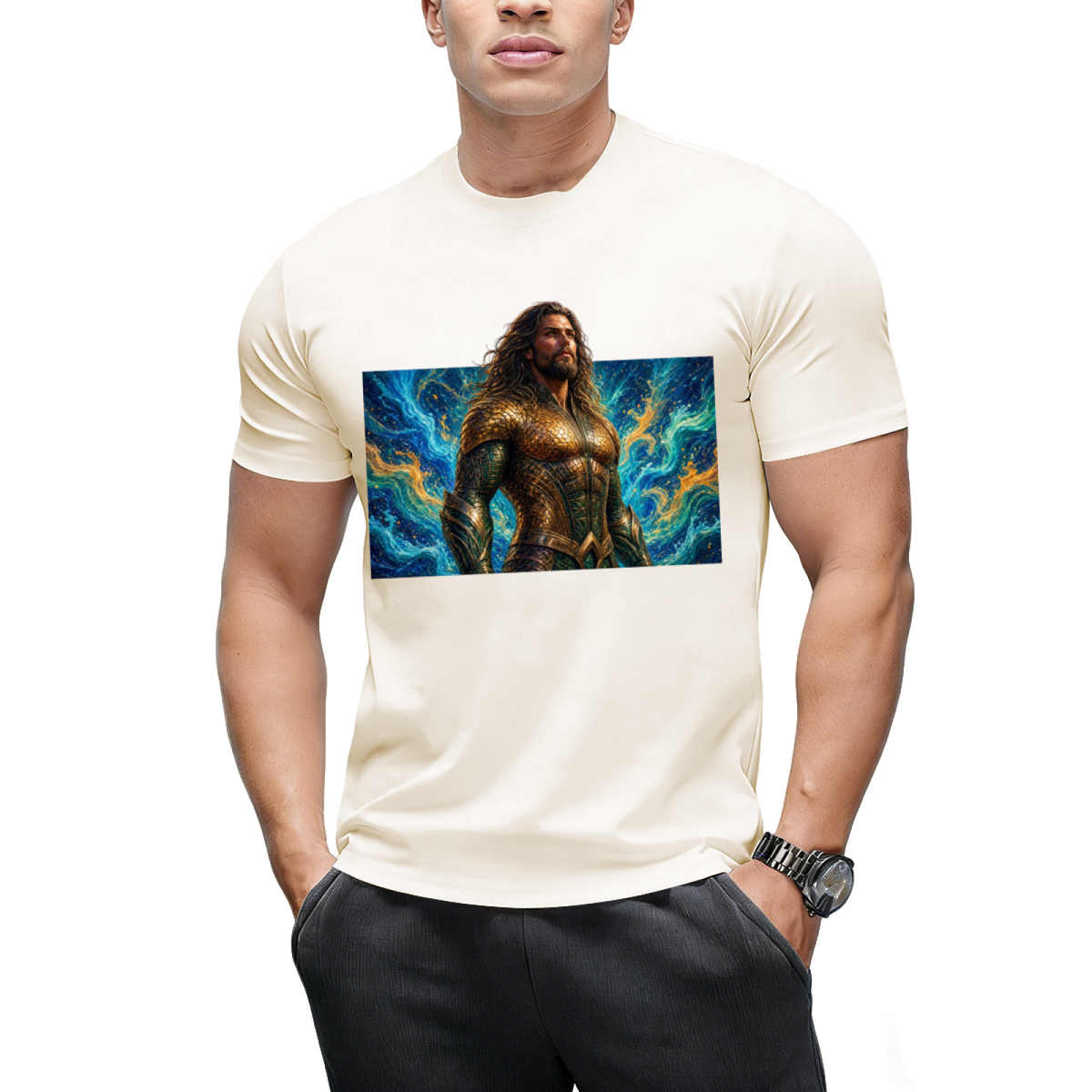 Crimson Gaze Ink Art Men's T-Shirt for Concert Nights