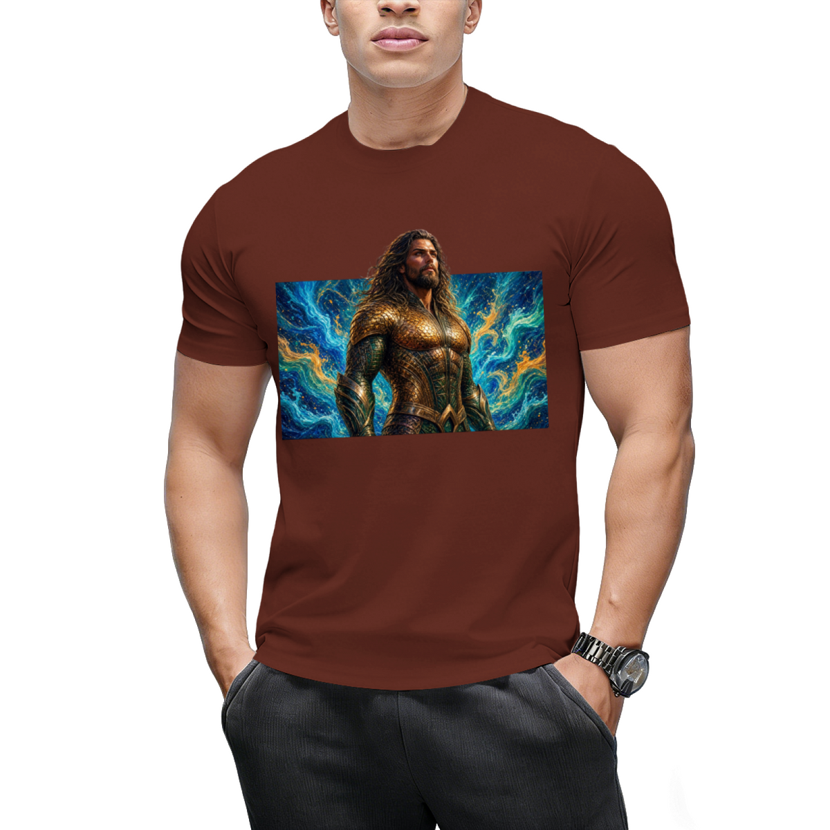 Crimson Gaze Ink Art Men's T-Shirt for Concert Nights