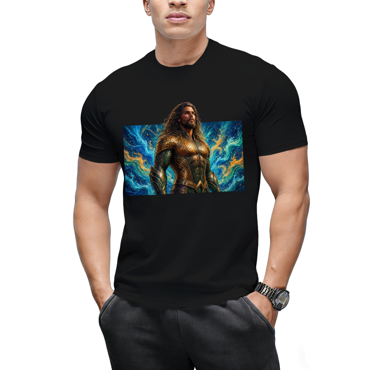 Crimson Gaze Ink Art Men's T-Shirt for Concert Nights