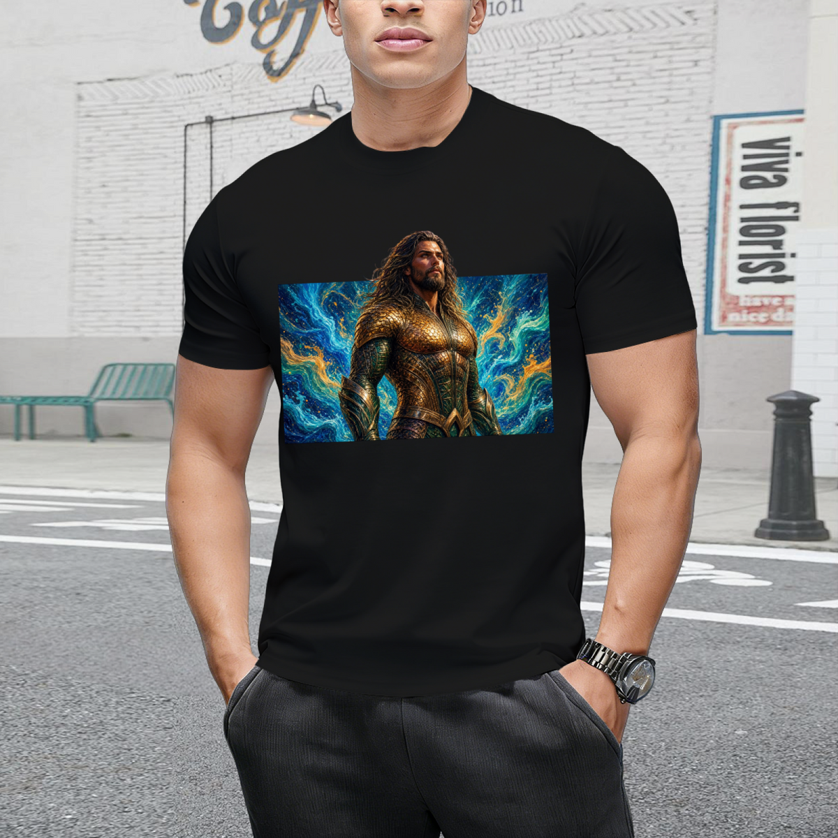 Crimson Gaze Ink Art Men's T-Shirt for Concert Nights