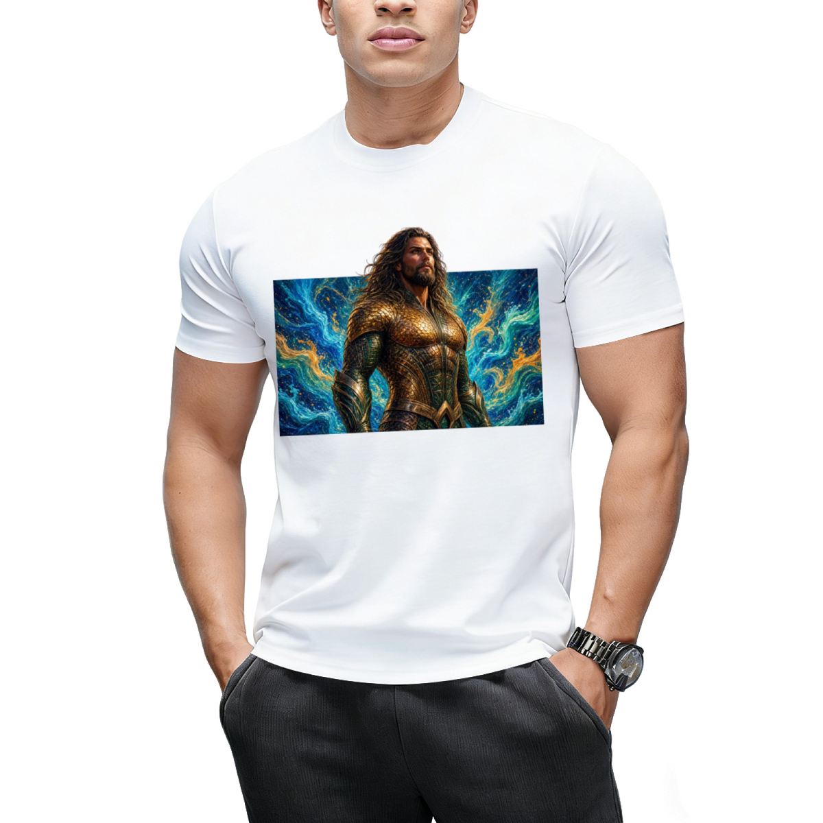 Crimson Gaze Ink Art Men's T-Shirt for Concert Nights