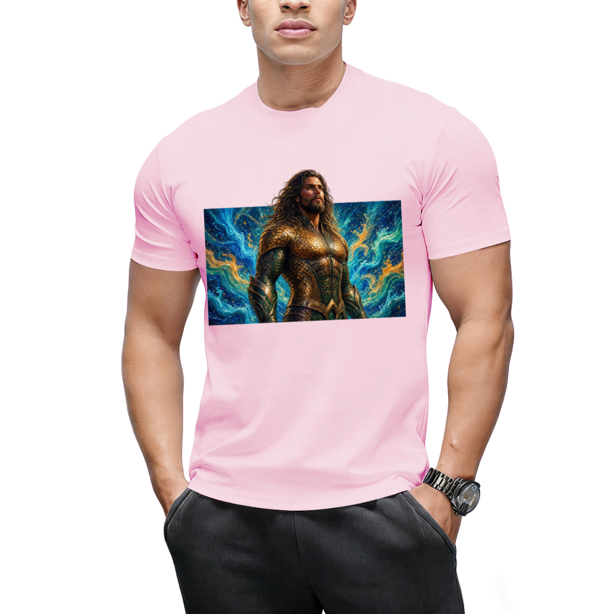 Crimson Gaze Ink Art Men's T-Shirt for Concert Nights