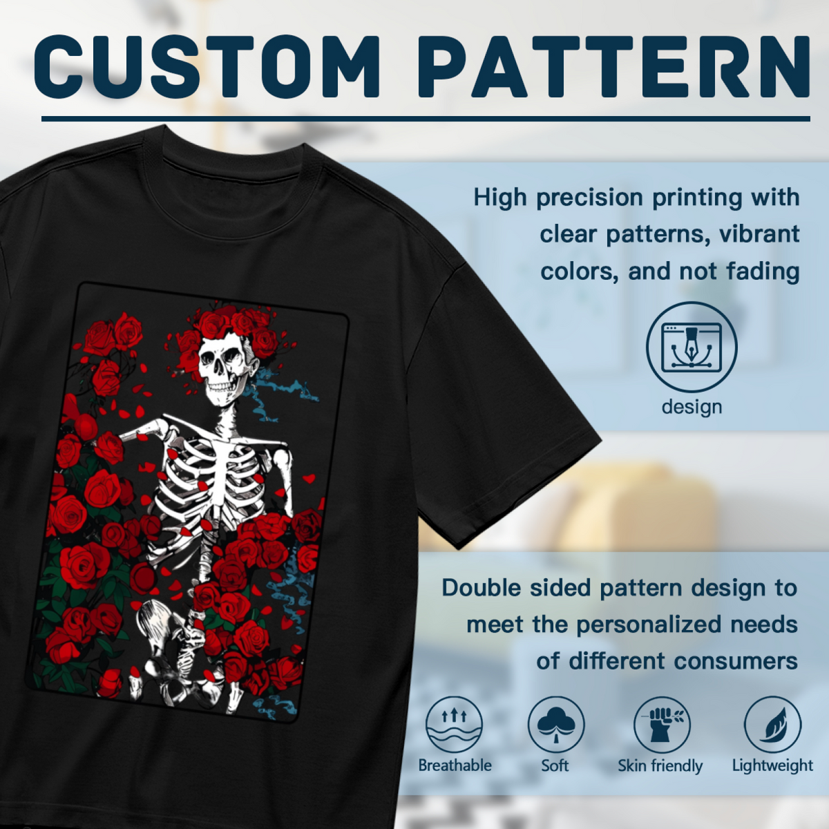 Grateful Dead Woodcut Wheel Roses graphic T-shirt product image