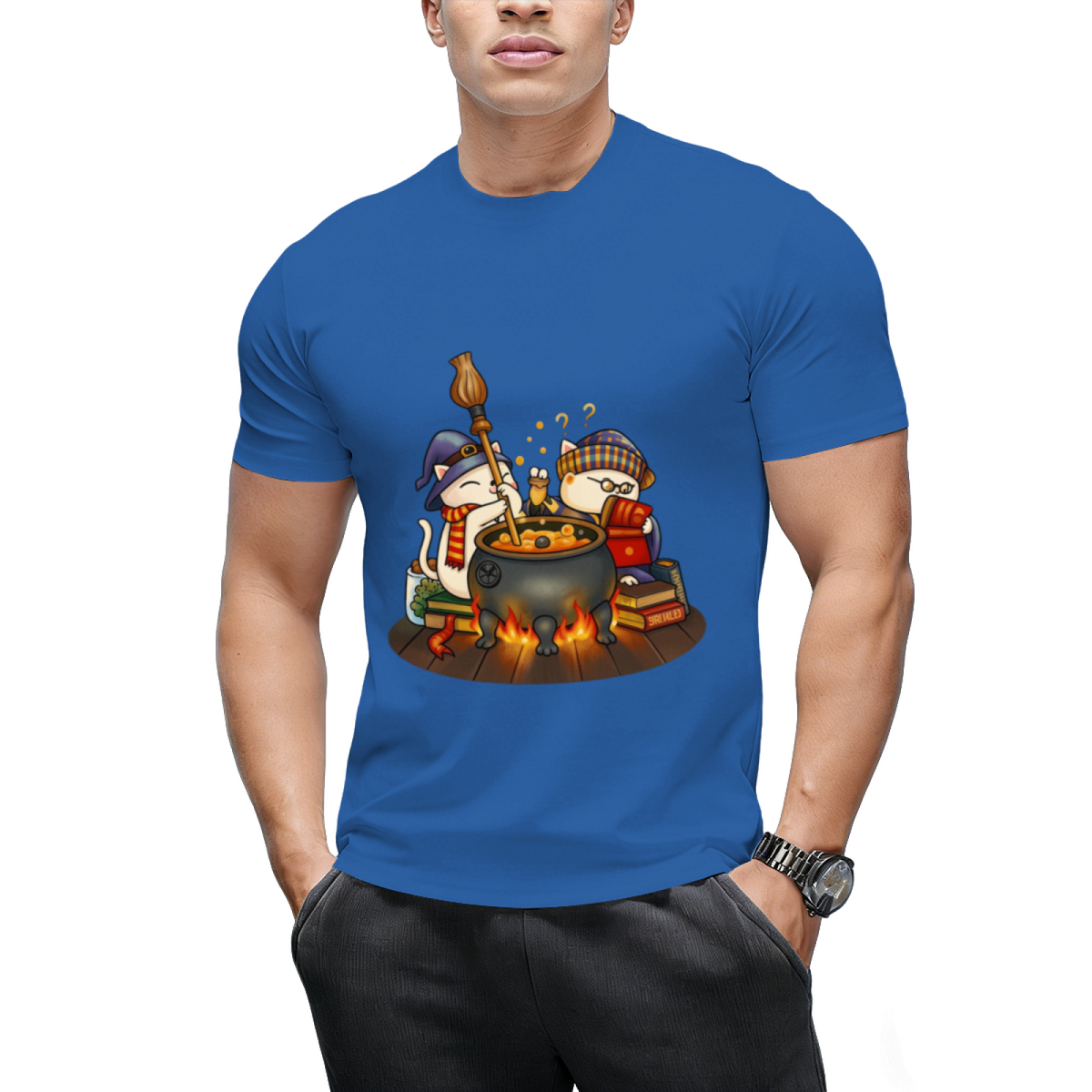 Witch Cat Brew Pot Graphic T-Shirt