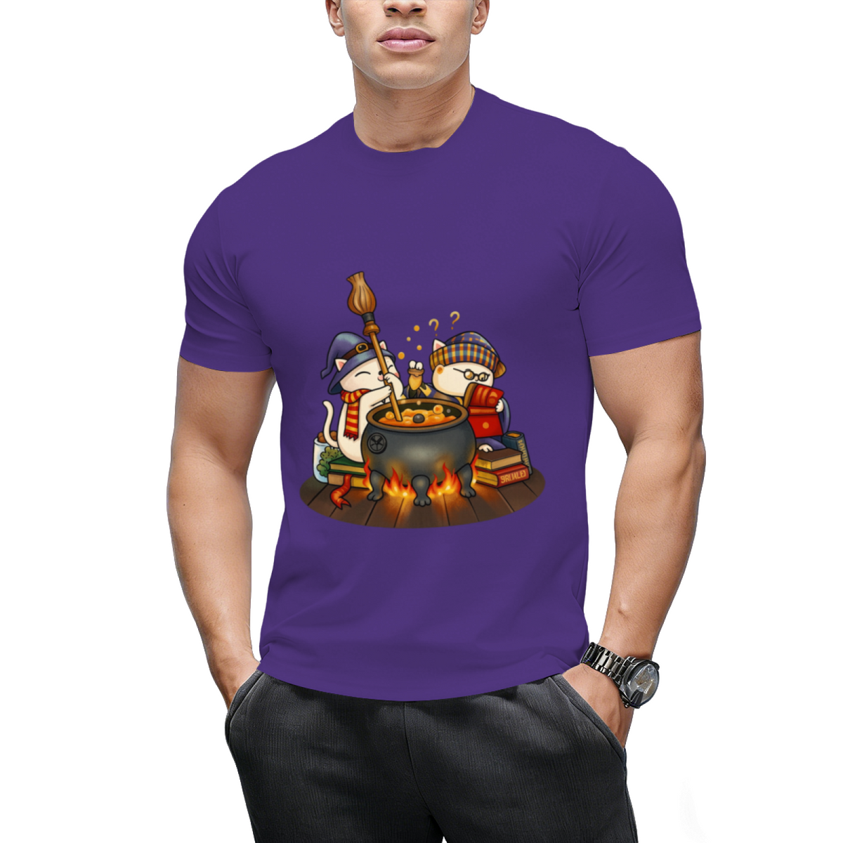 Witch Cat Brew Pot Graphic T-Shirt