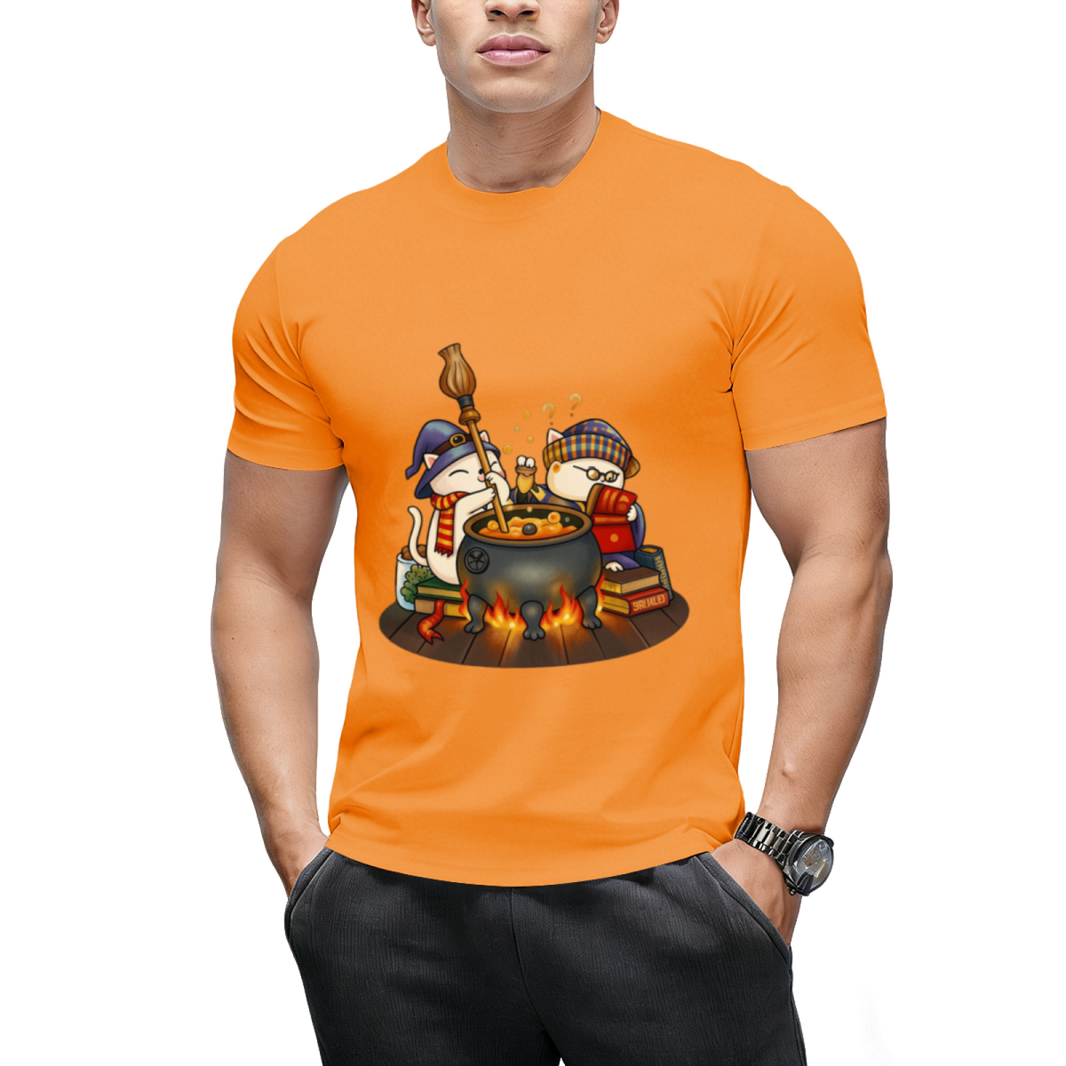 Witch Cat Brew Pot Graphic T-Shirt