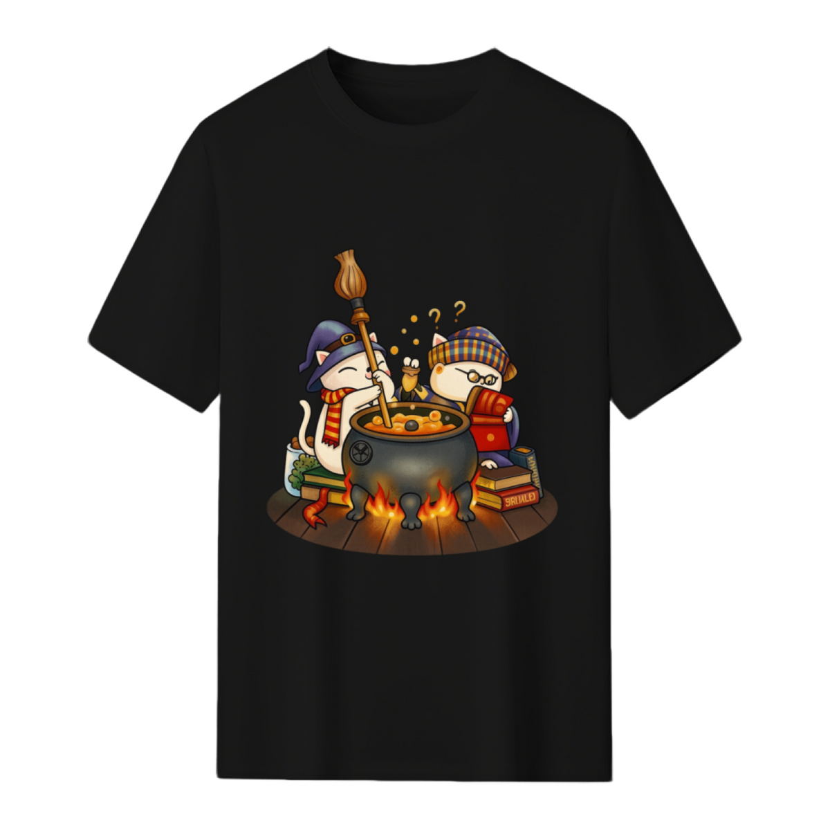 Witch Cat Brew Pot Graphic T-Shirt