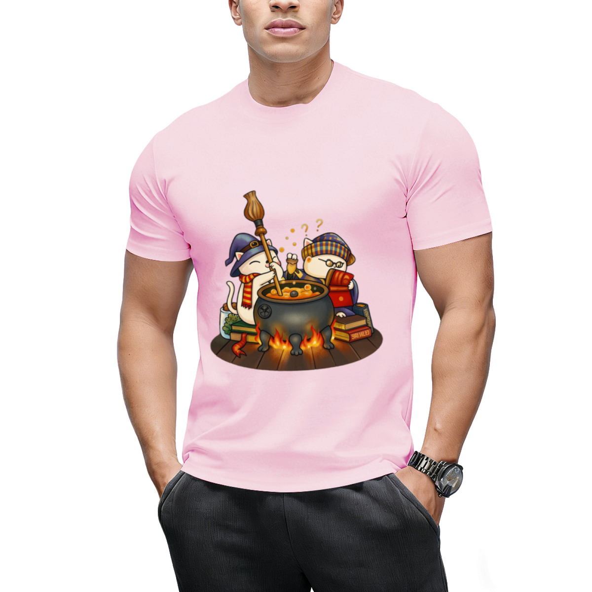 Witch Cat Brew Pot Graphic T-Shirt