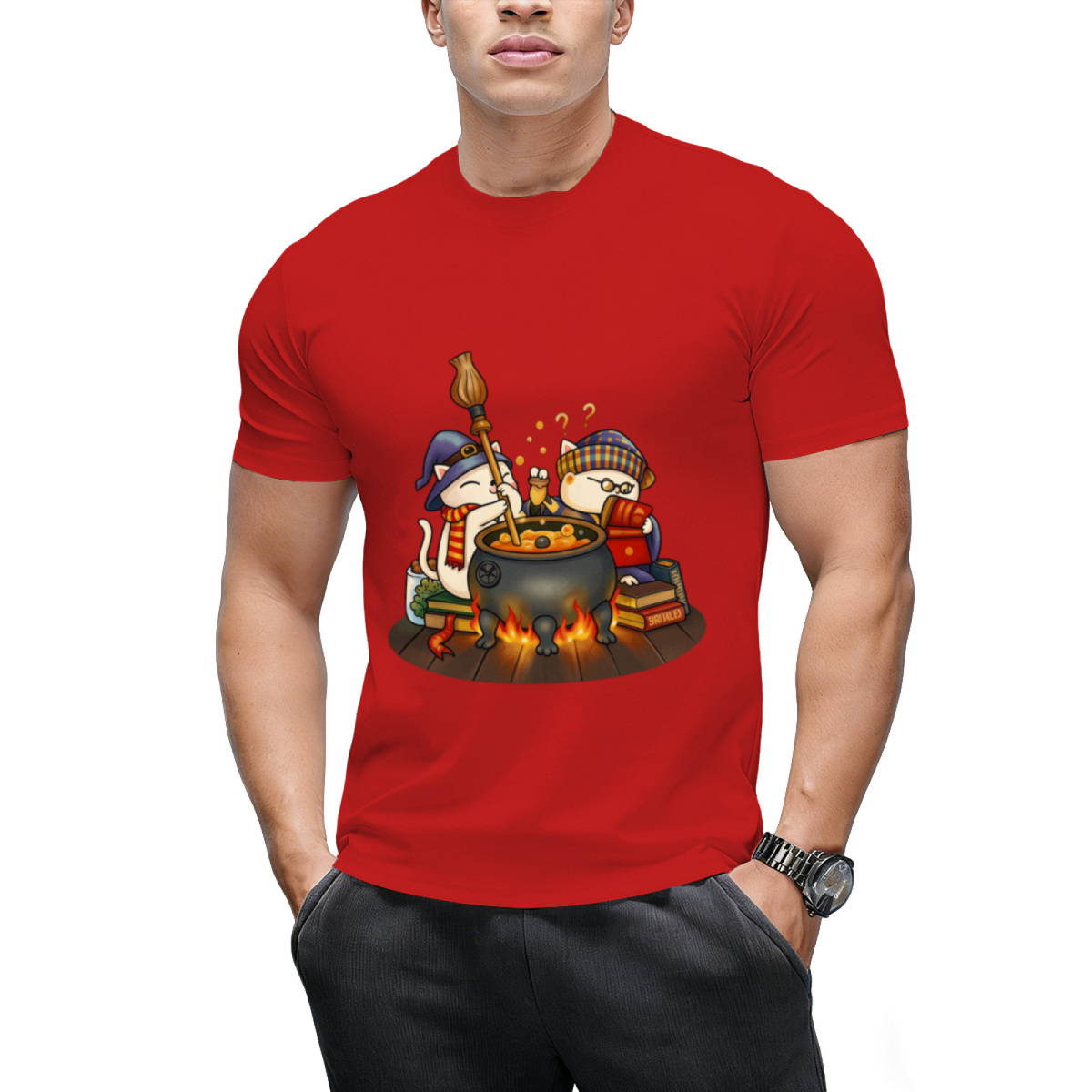 Witch Cat Brew Pot Graphic T-Shirt