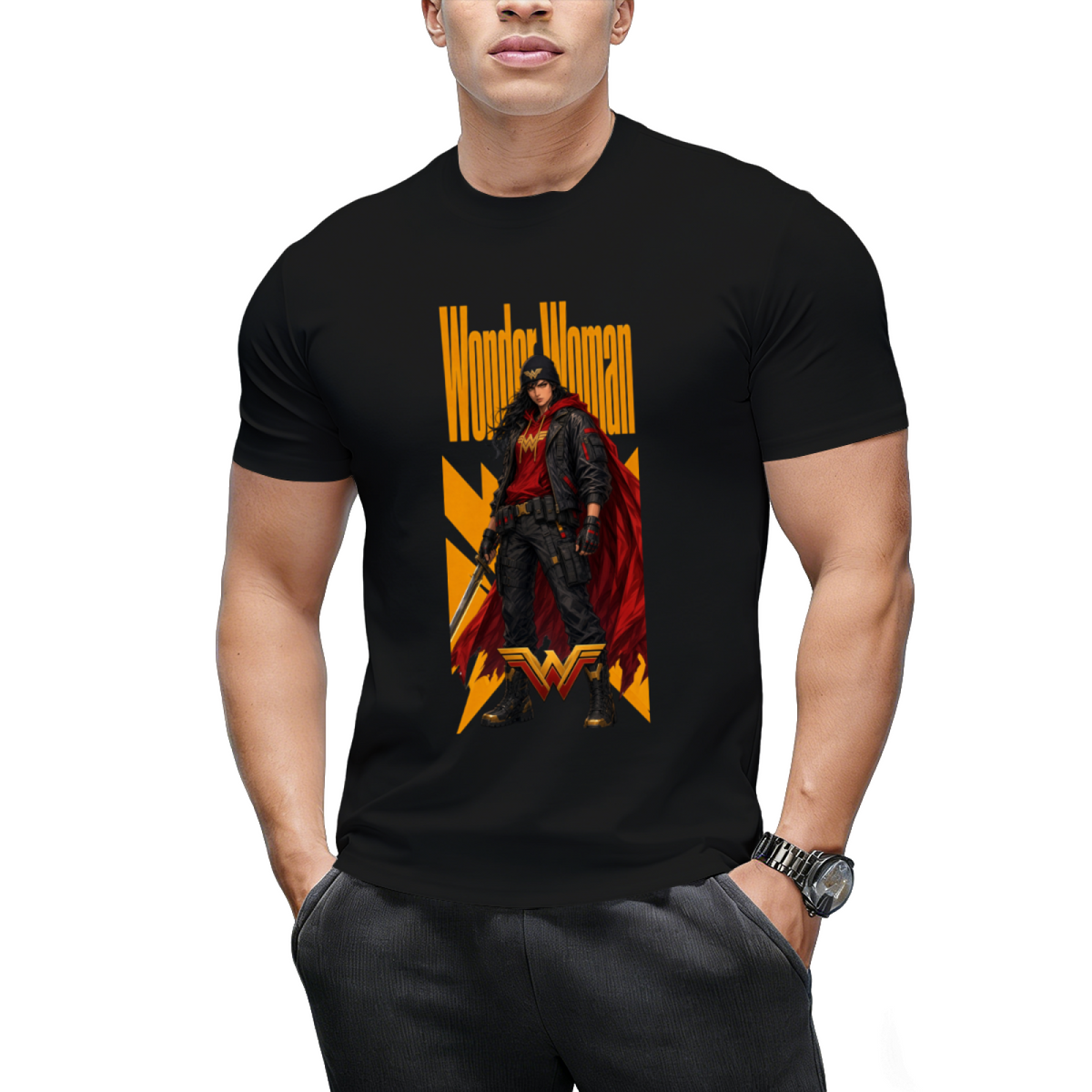 Hooded Warrior Street Art Men's T-Shirt for Festivals
