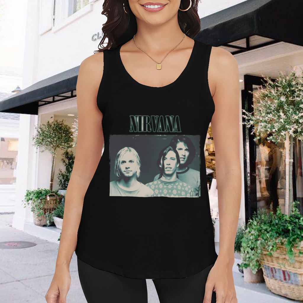 Nirvana Vintage Blue Tinted Band Portrait Tank Top product image featuring blue-tinted vintage Nirvana band photograph
