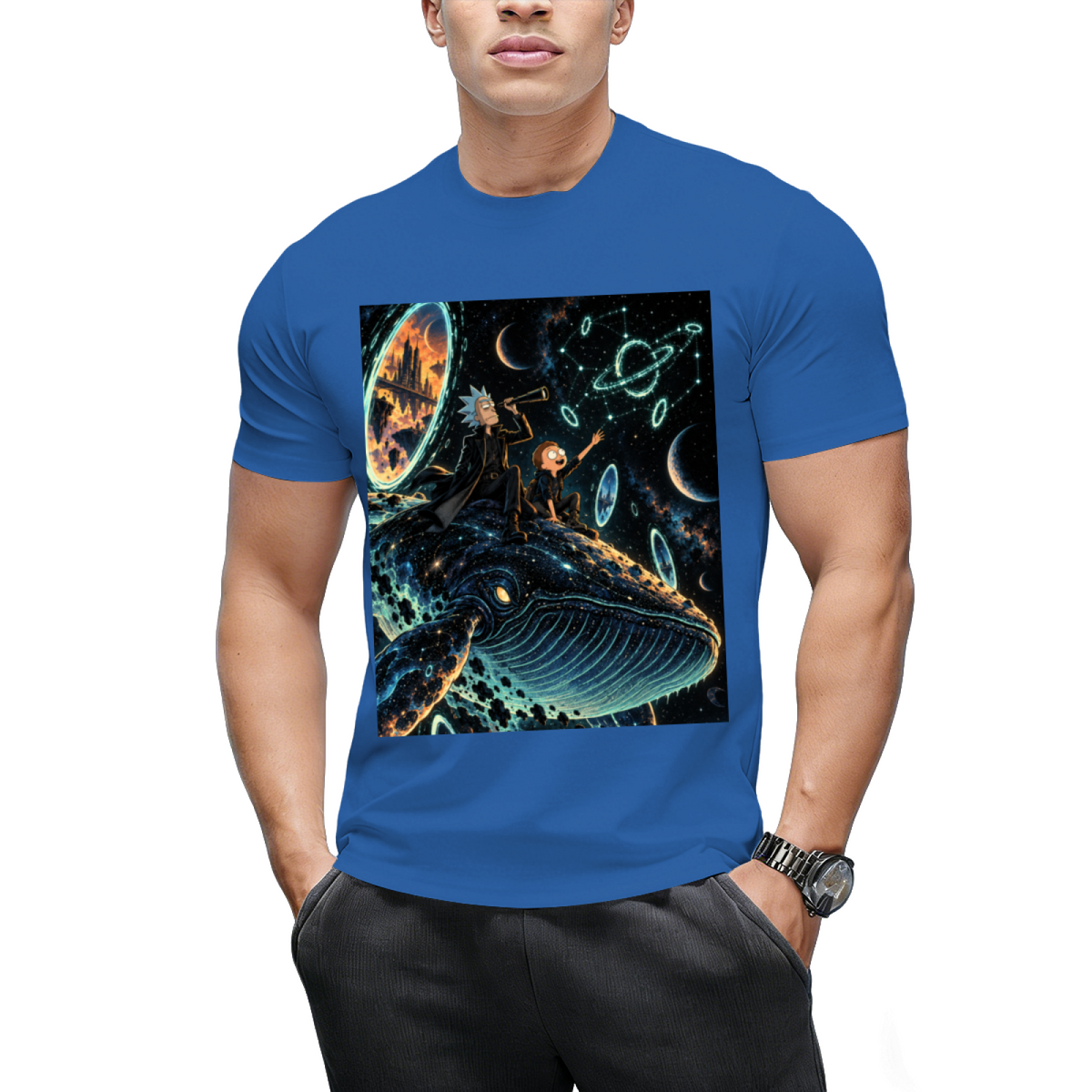 Custom Space Whale Graphic Tee - Cosmic Aesthetic Streetwear