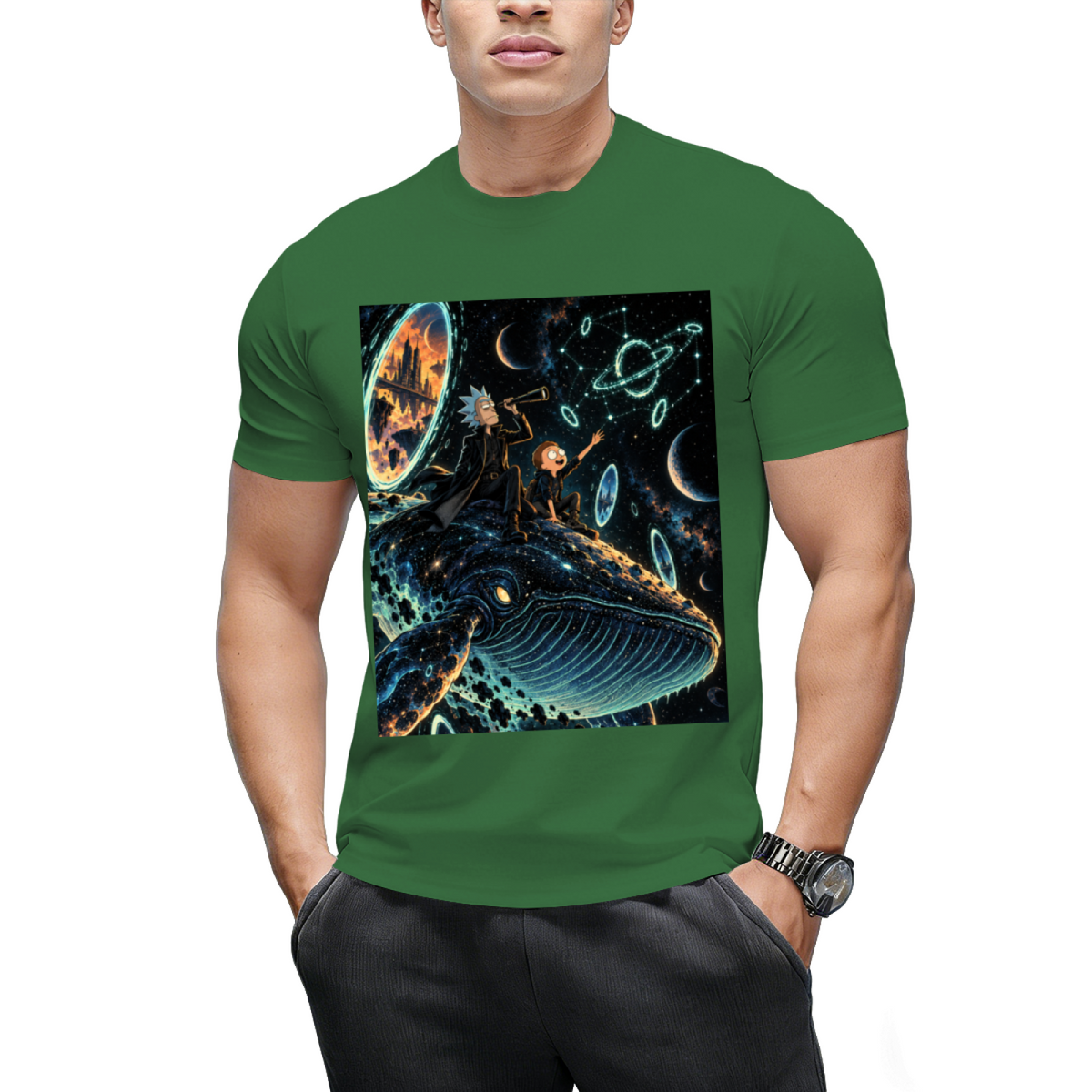Custom Space Whale Graphic Tee - Cosmic Aesthetic Streetwear
