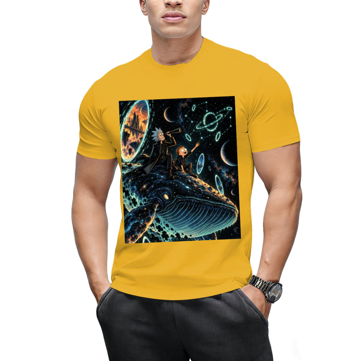 Custom Space Whale Graphic Tee - Cosmic Aesthetic Streetwear