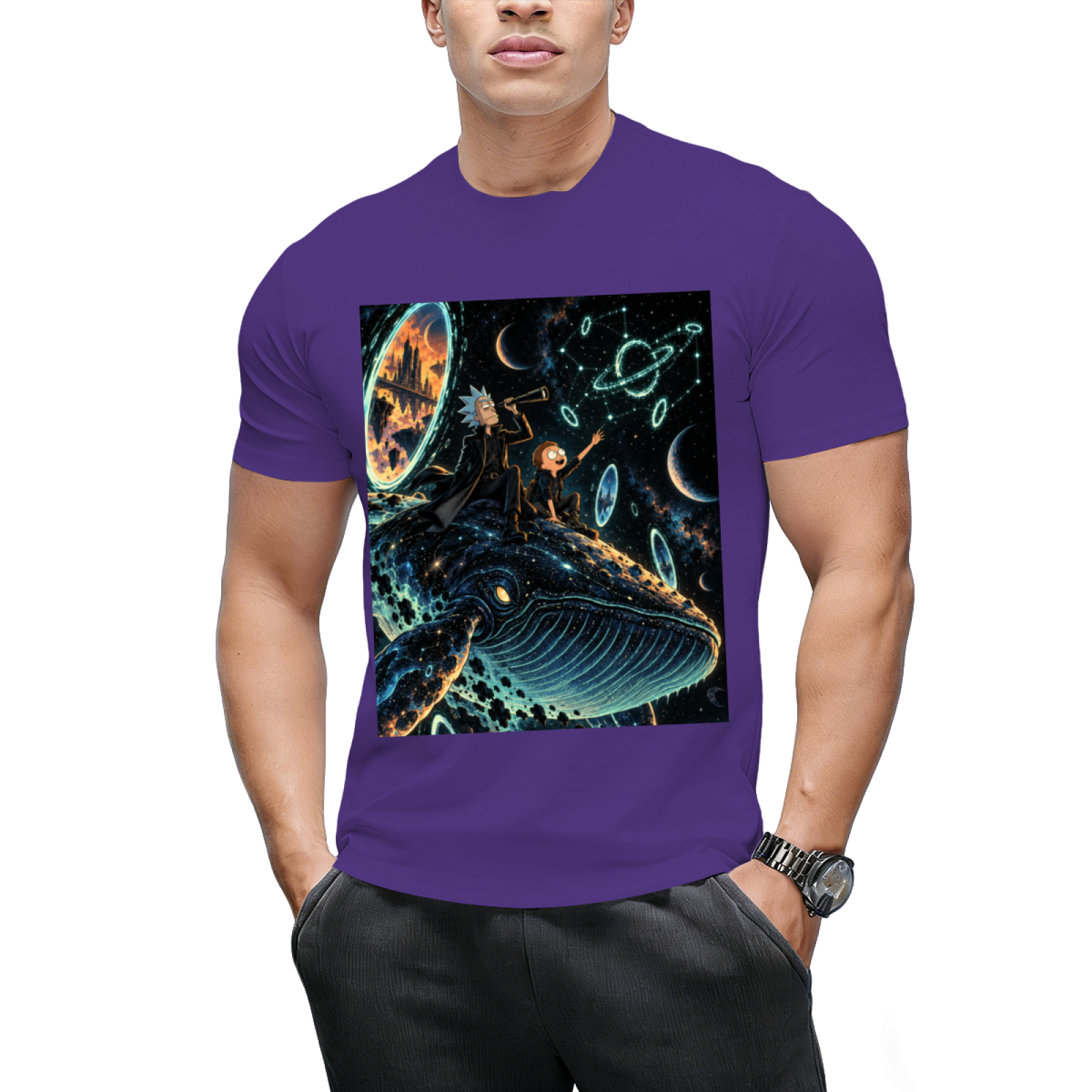 Custom Space Whale Graphic Tee - Cosmic Aesthetic Streetwear