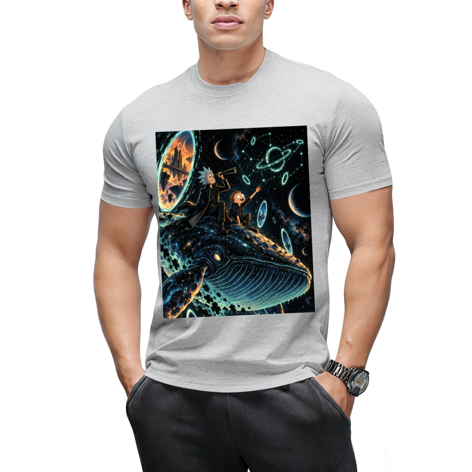 Custom Space Whale Graphic Tee - Cosmic Aesthetic Streetwear