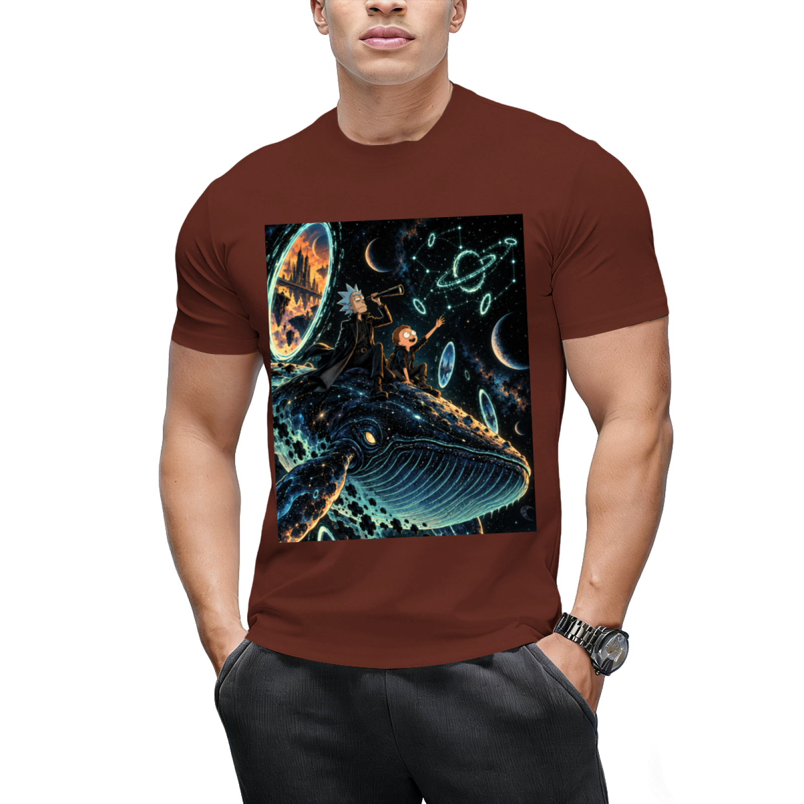 Custom Space Whale Graphic Tee - Cosmic Aesthetic Streetwear