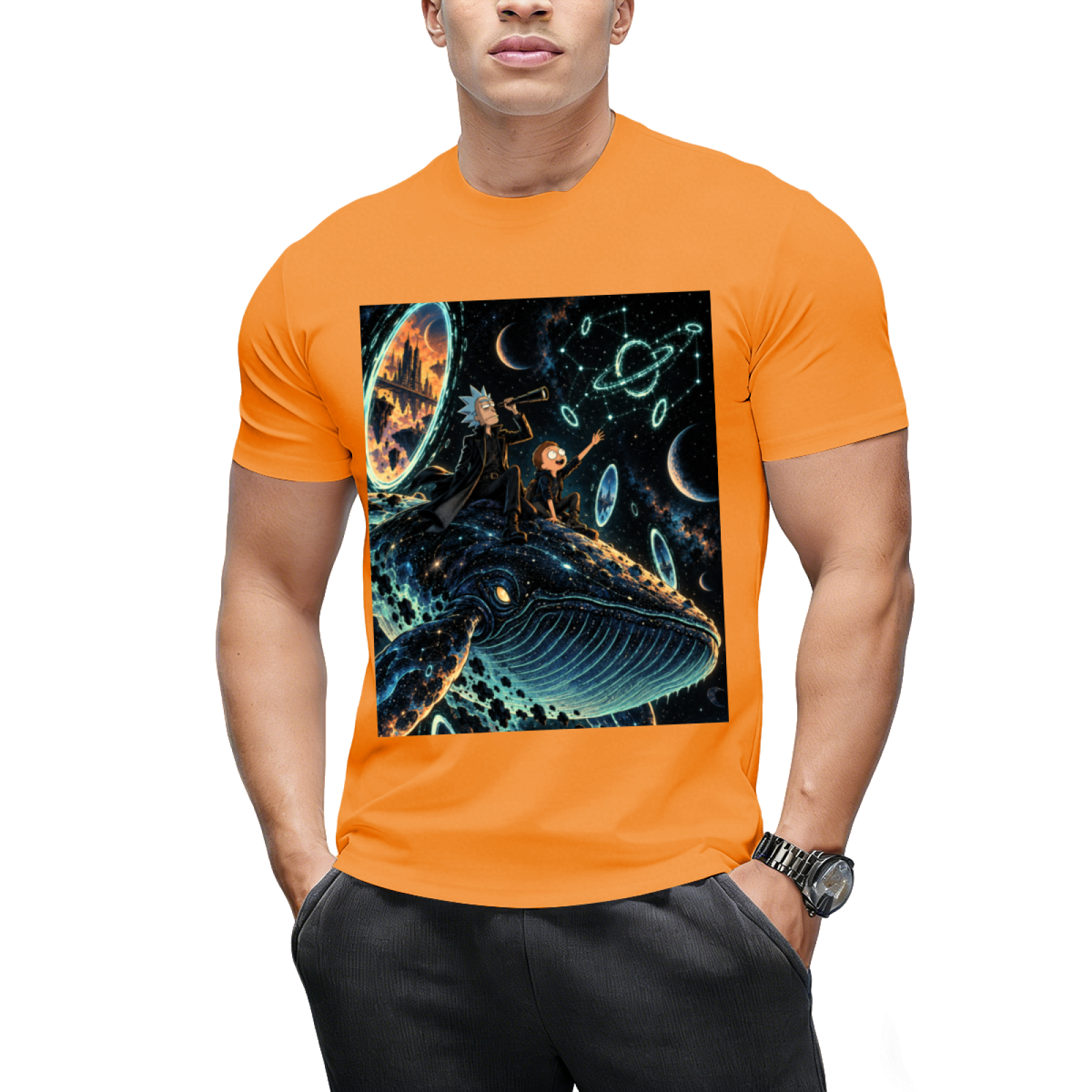 Custom Space Whale Graphic Tee - Cosmic Aesthetic Streetwear