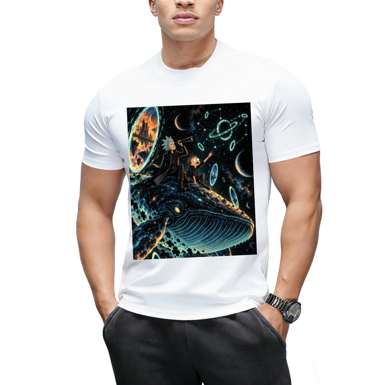 Custom Space Whale Graphic Tee - Cosmic Aesthetic Streetwear