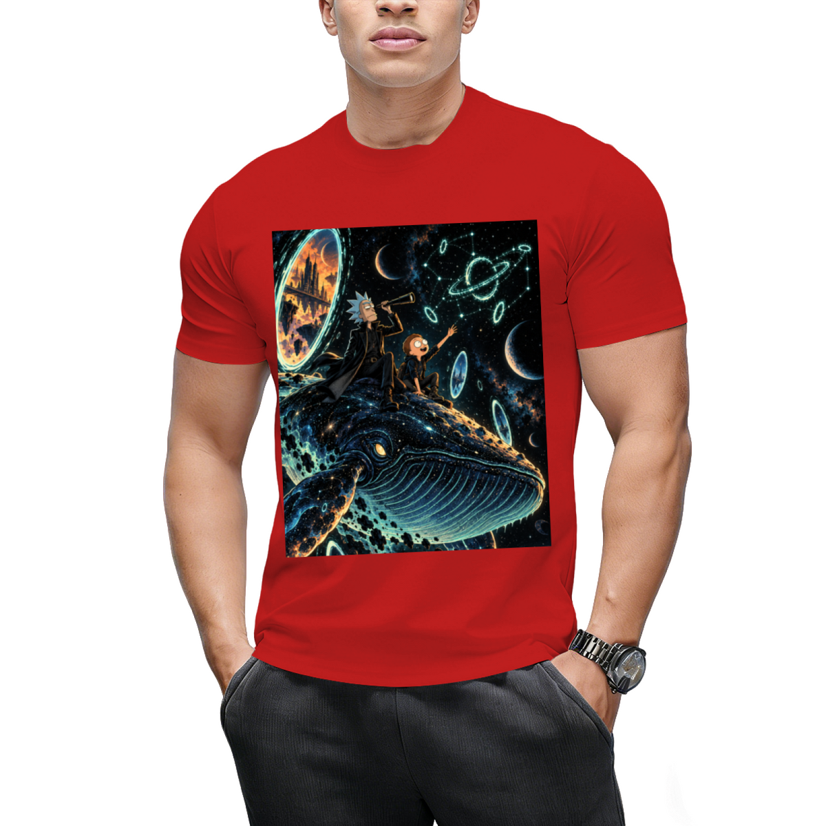 Custom Space Whale Graphic Tee - Cosmic Aesthetic Streetwear