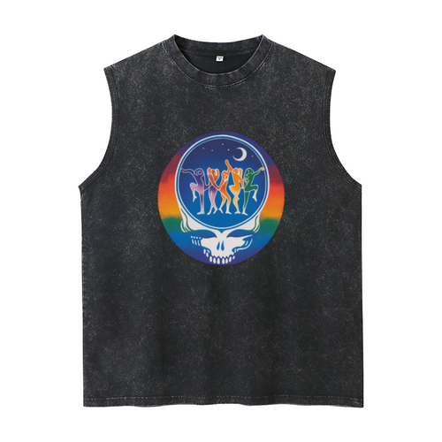 Grateful Dead washed graphic tank top with Dance Your Face Tie Dye graphic