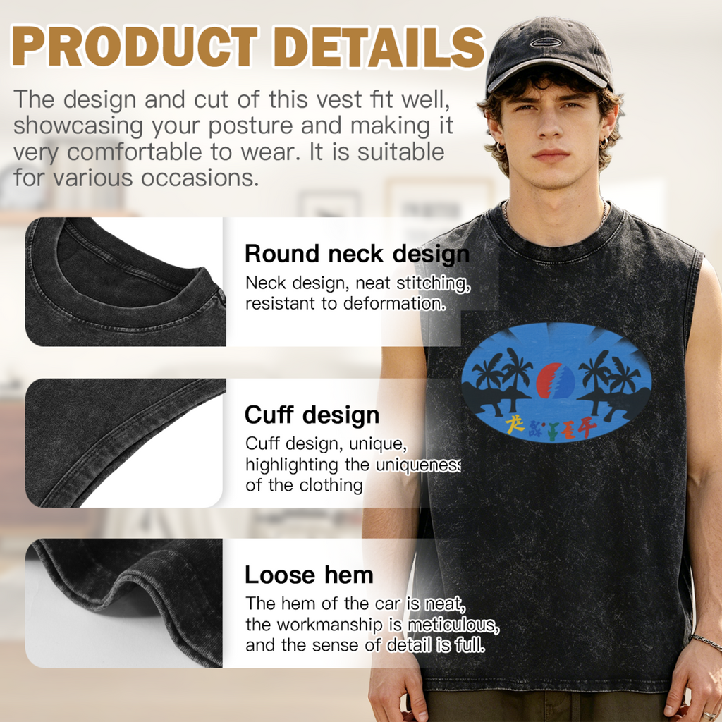 Grateful Dead washed graphic tank top with Steal Your Face Beach Zip graphic
