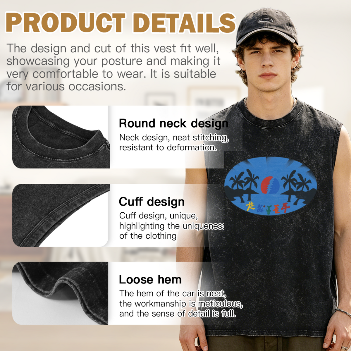 Grateful Dead washed graphic tank top with Steal Your Face Beach Zip graphic