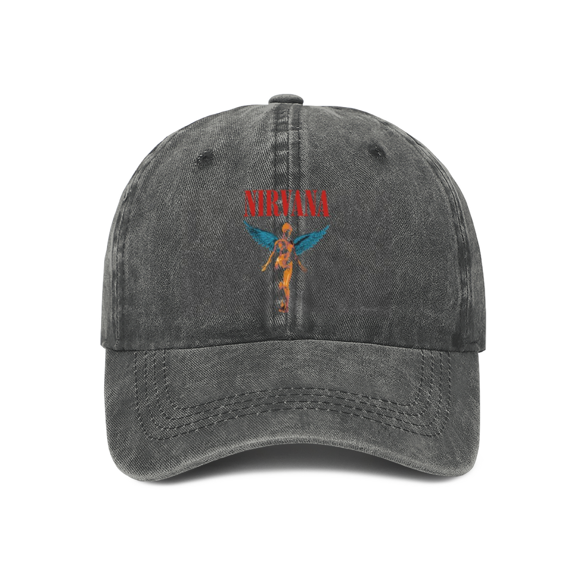 Nirvana In Utero Black Graphic Washed Baseball Cap
