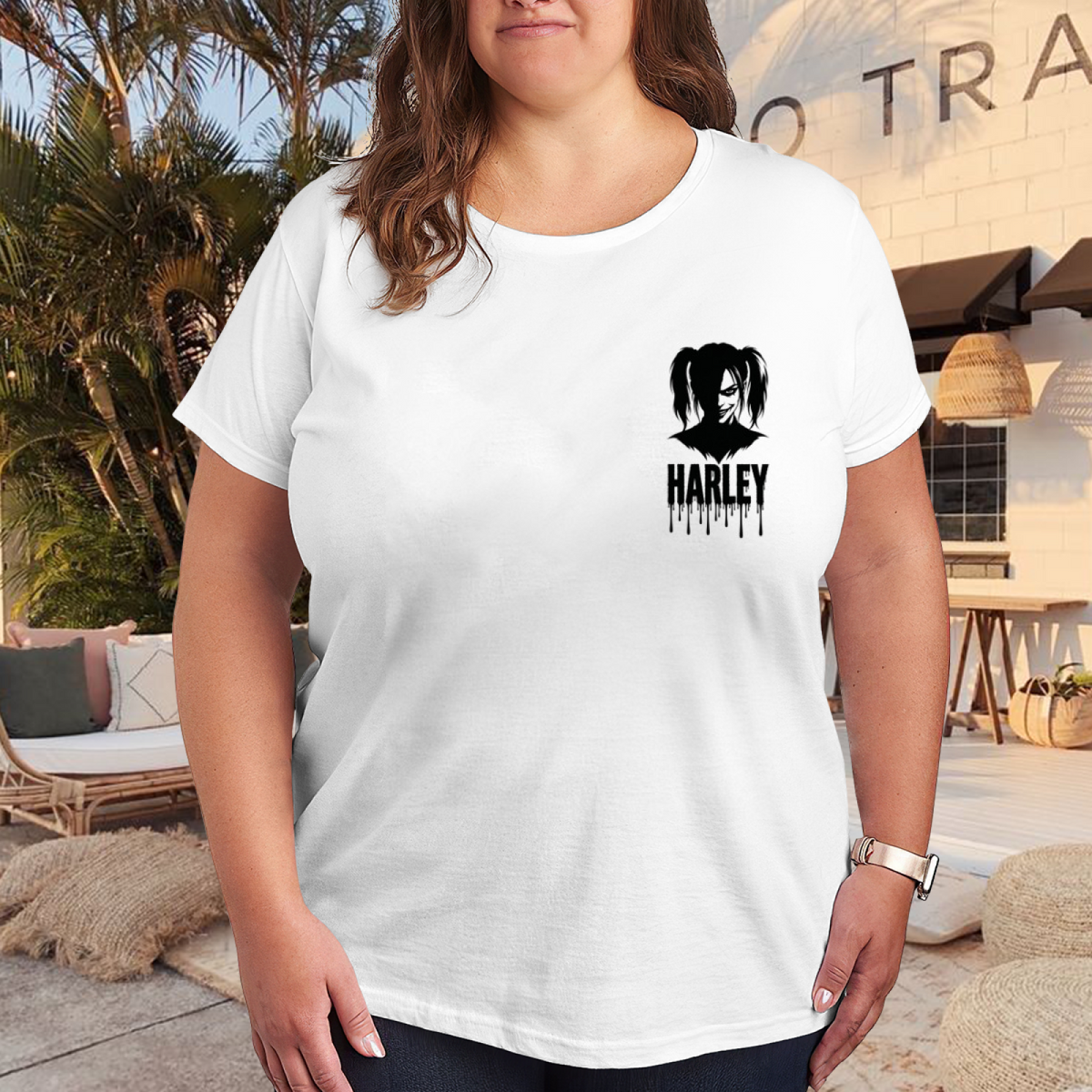 Pigtail Shadow Graphic Women's T-Shirt for Weekend Style