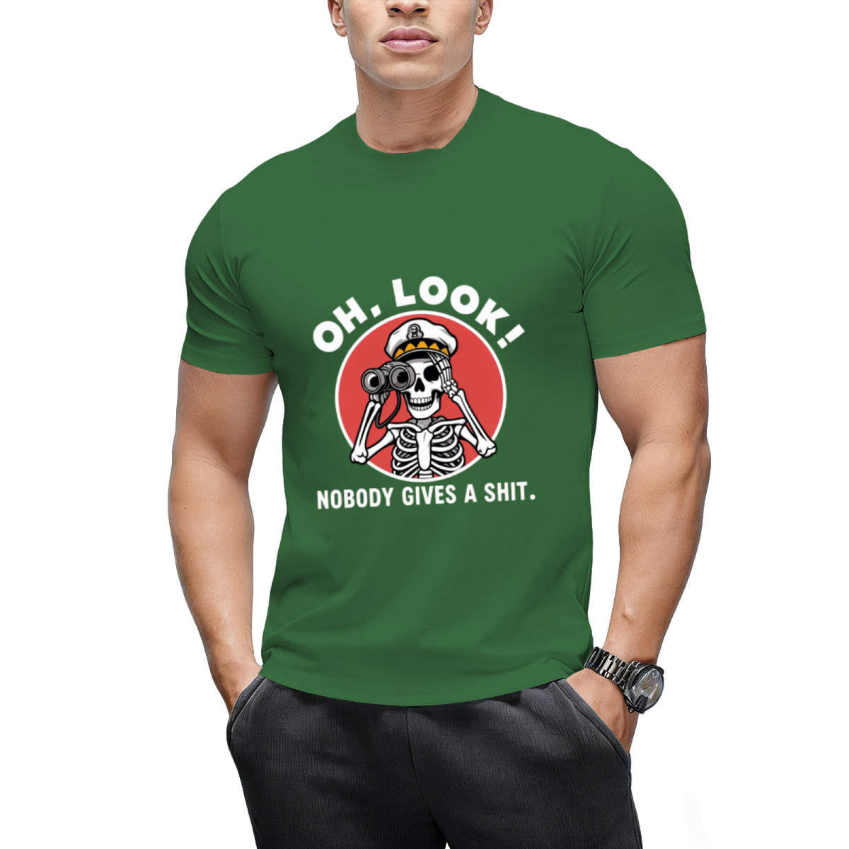 Oh Look Nobody Gives a Skeleton Graphic T-Shirt
