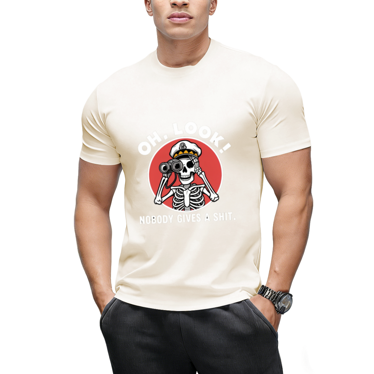 Oh Look Nobody Gives a Skeleton Graphic T-Shirt