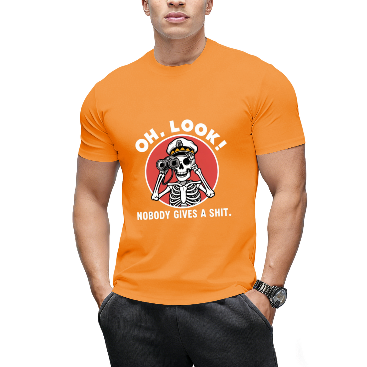 Oh Look Nobody Gives a Skeleton Graphic T-Shirt