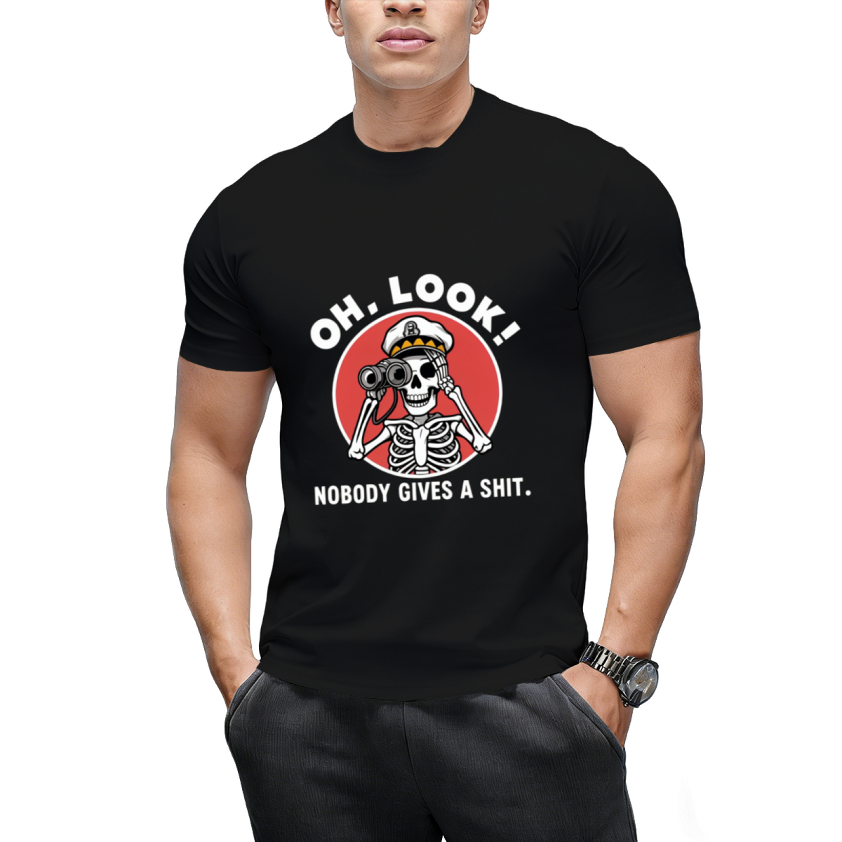 Oh Look Nobody Gives a Skeleton Graphic T-Shirt