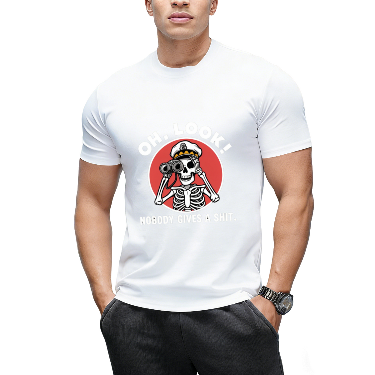 Oh Look Nobody Gives a Skeleton Graphic T-Shirt