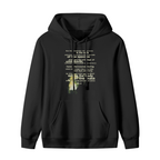 Hoodie product image with vintage seahorse illustration artwork, black colorway
