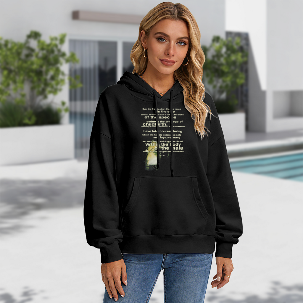 Hoodie product image with vintage seahorse illustration artwork