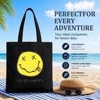 Nirvana I'm So Happy Graphic Canvas Tote — a design identified by the “I’m So Happy” phrase