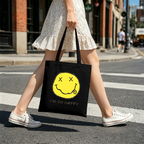 Nirvana I'm So Happy Graphic Canvas Tote — a design identified by the “I’m So Happy” phrase