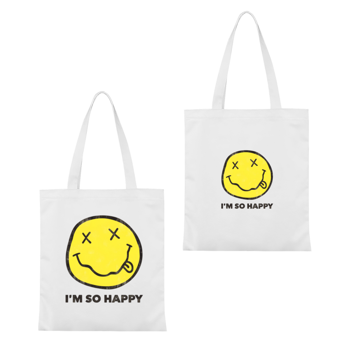 Nirvana I'm So Happy Graphic Canvas Tote