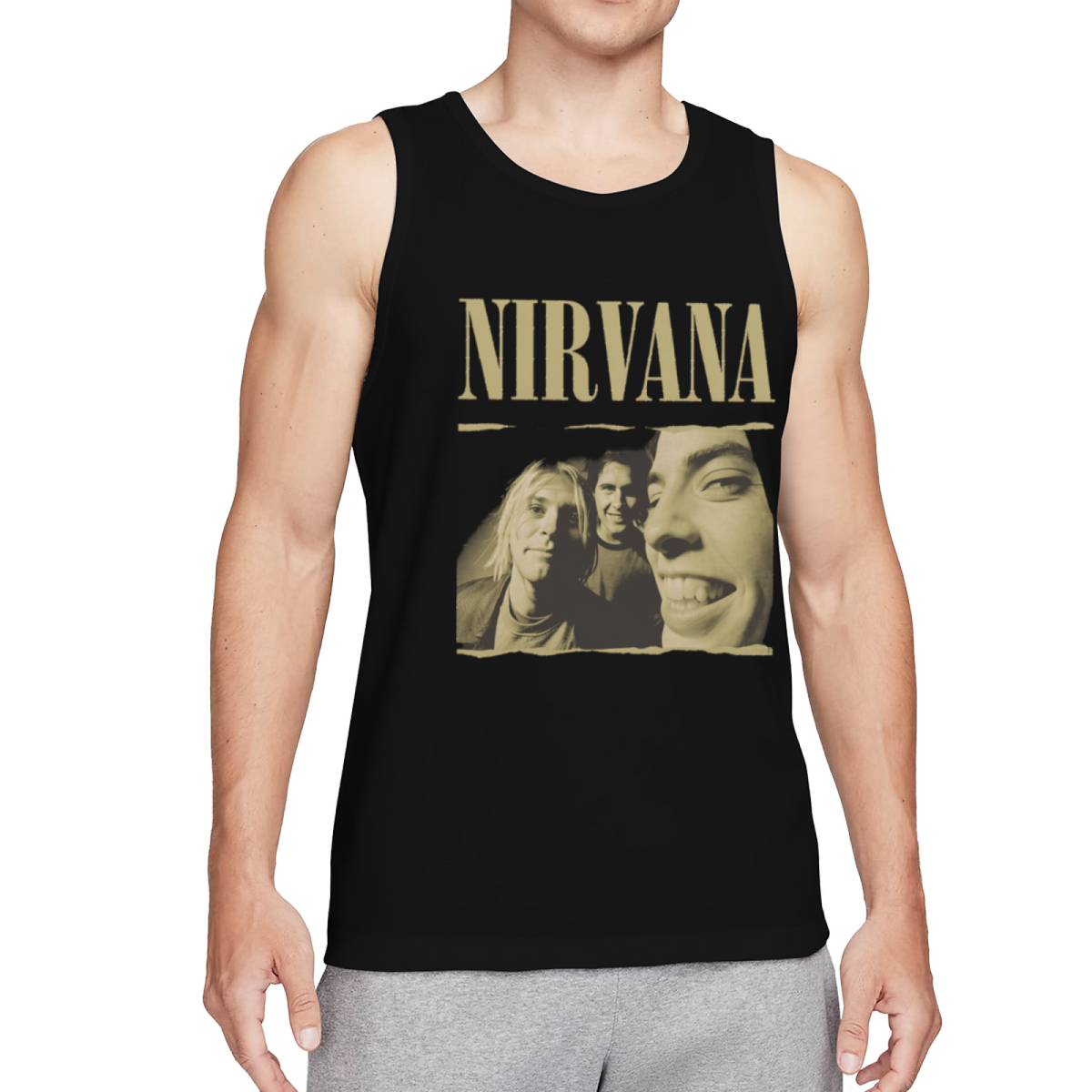 Nirvana Vintage Band Portrait Torn Edge Graphic Tank Top product image featuring torn-edge vintage band portrait