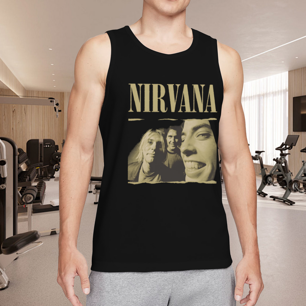 Nirvana Vintage Band Portrait Torn Edge Graphic Tank Top product image featuring torn-edge vintage band portrait