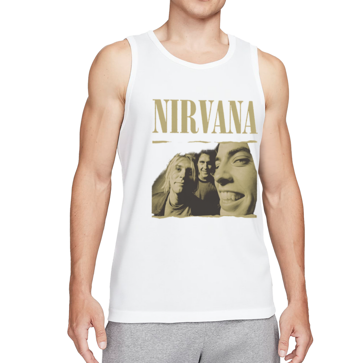 Nirvana Vintage Band Portrait Torn Edge Graphic Tank Top