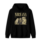 Nirvana Torn Edge Vintage Band Photo Hoodie, product image featuring the an archival photo look design