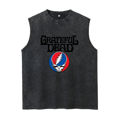 Grateful Dead washed graphic tank top with Steal Your Face Skull Logo graphic